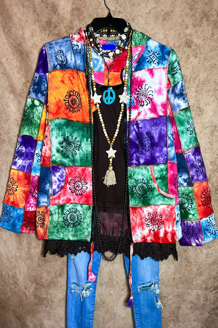 100% Cotton Patchwork Hooded Jacket Multi-Color----Sale