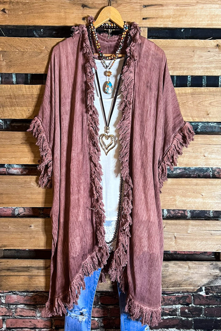 BOHEMIAN SOUL GAUZE PEASANT 100% COTTON KIMONO MOROCCAN CLAY