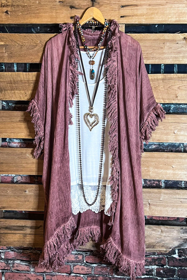 BOHEMIAN SOUL GAUZE PEASANT 100% COTTON KIMONO MOROCCAN CLAY