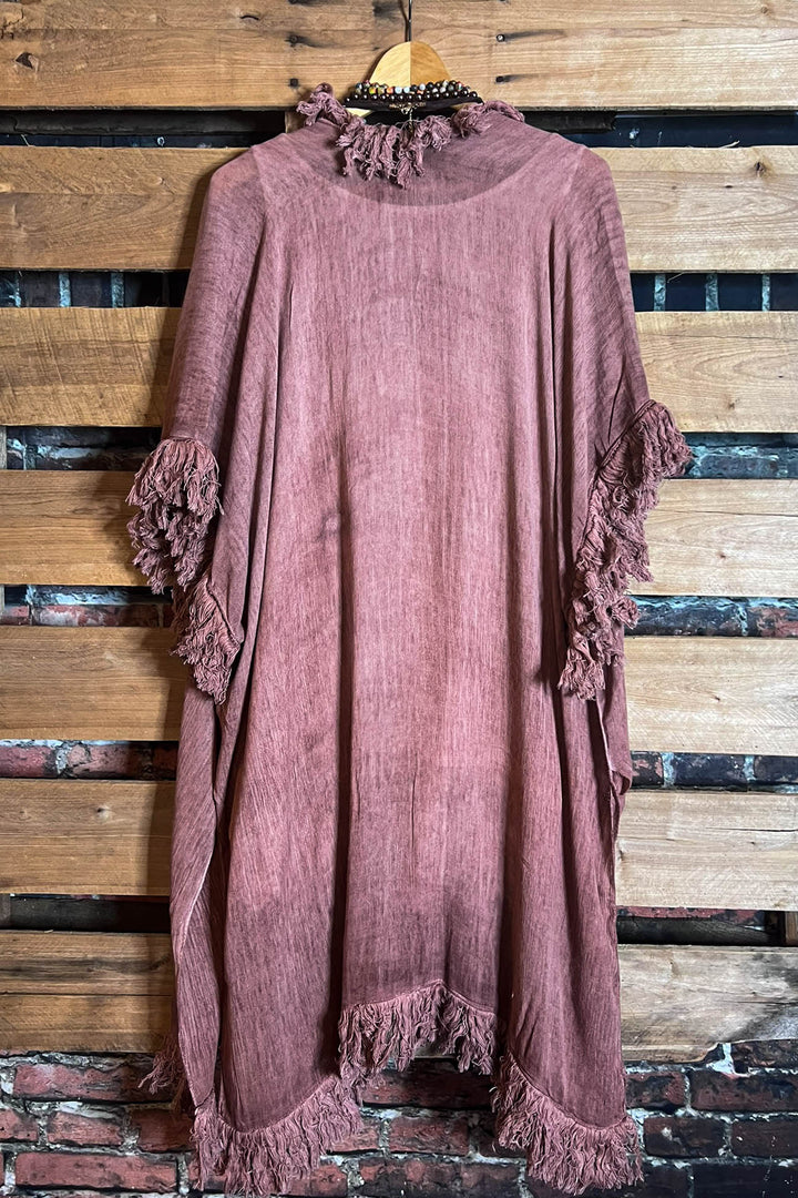 BOHEMIAN SOUL GAUZE PEASANT 100% COTTON KIMONO MOROCCAN CLAY
