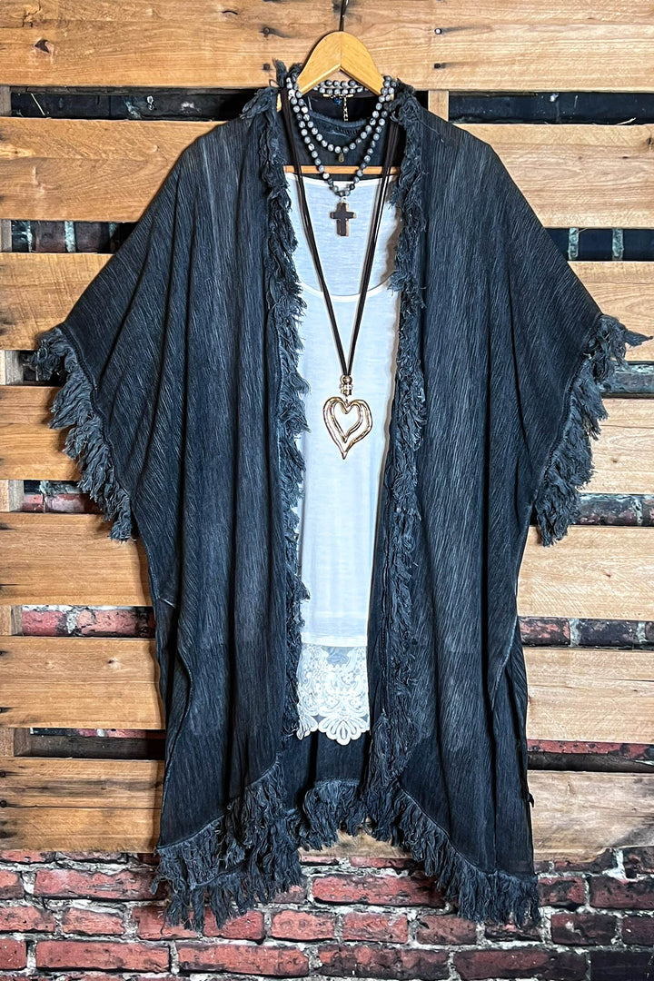 BOHEMIAN SOUL CHARCOAL GAUZE PEASANT 100% COTTON KIMONO