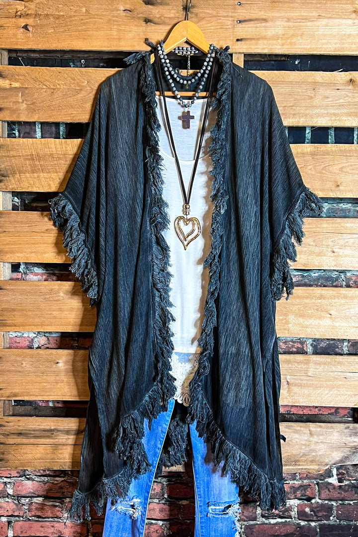 BOHEMIAN SOUL CHARCOAL GAUZE PEASANT 100% COTTON KIMONO