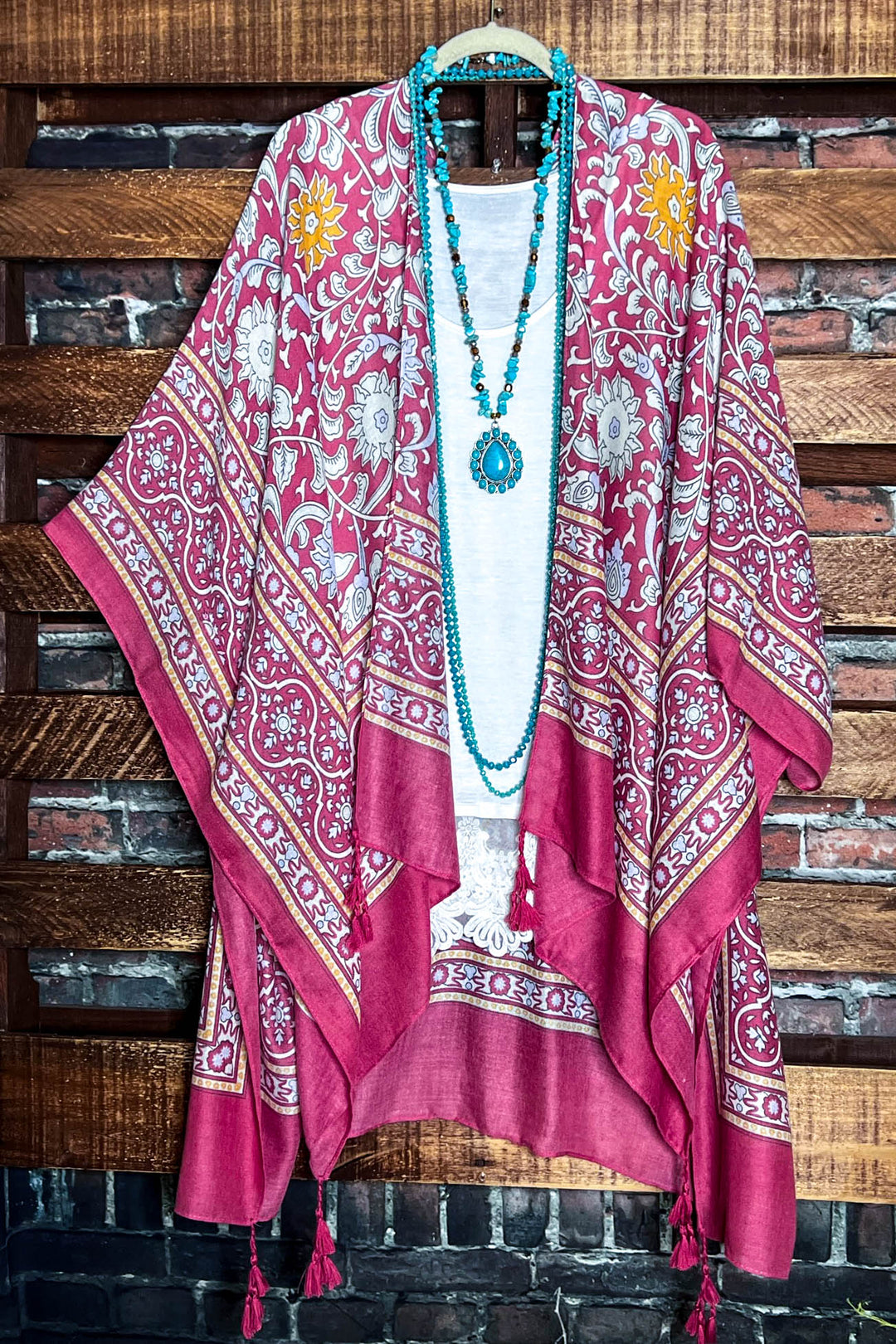 TICKETS TO PARADISE BOHO KIMONO IN FRENCH RED CLAY