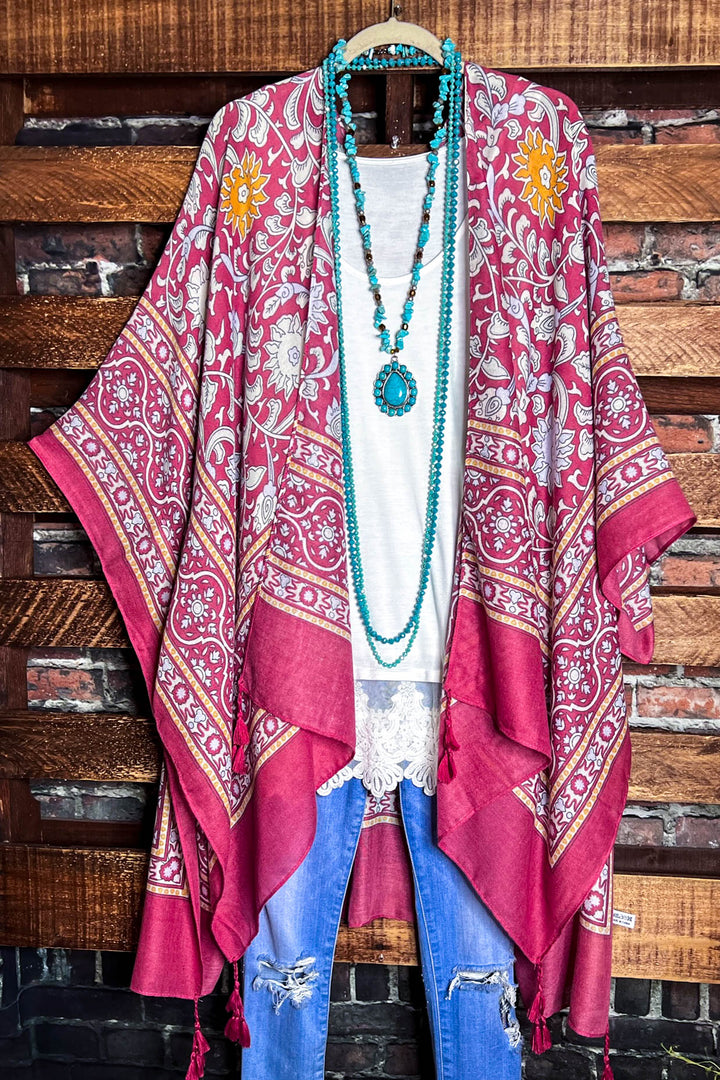 TICKETS TO PARADISE BOHO KIMONO IN FRENCH RED CLAY