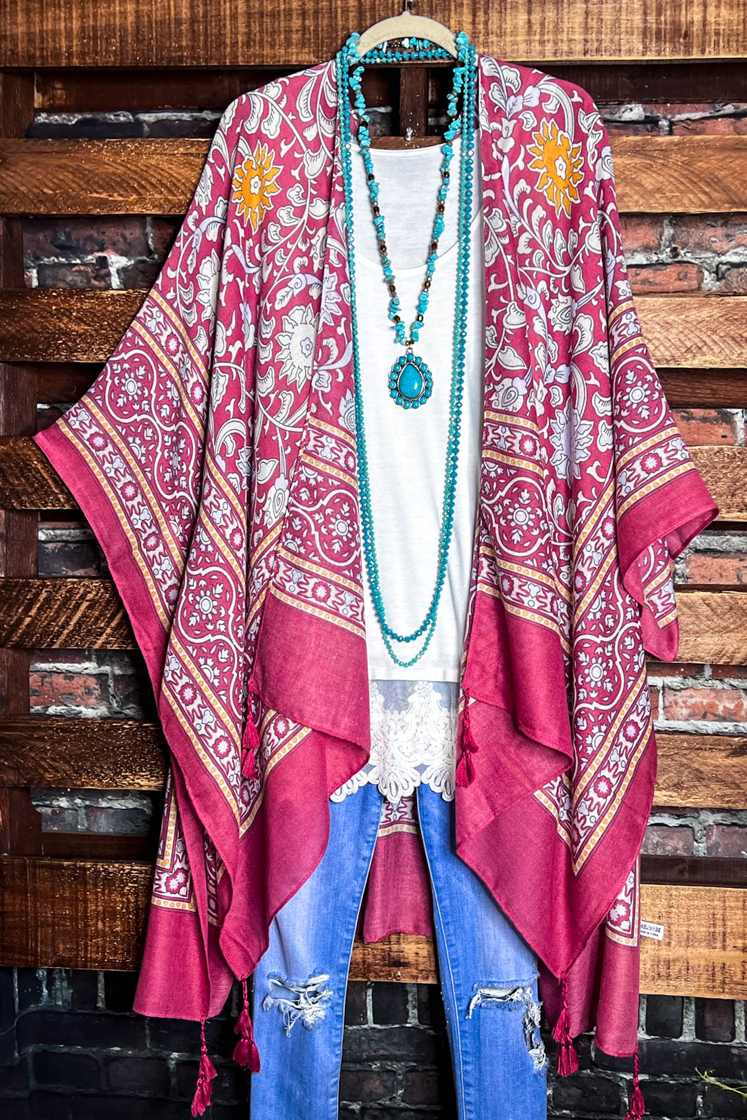 TICKETS TO PARADISE BOHO KIMONO IN FRENCH RED CLAY