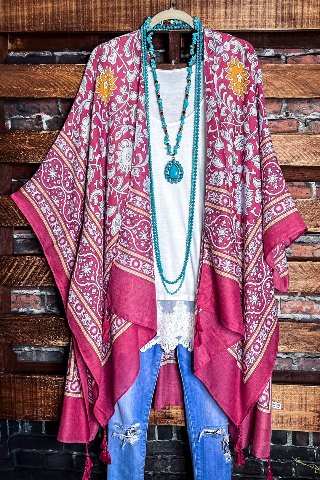 TICKETS TO PARADISE BOHO KIMONO IN FRENCH RED CLAY