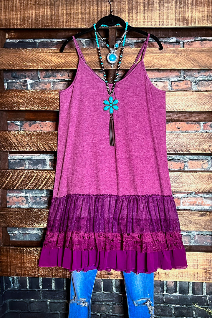 I'M ETERNALLY YOURS LAYERING SLIP DRESS EXTENDER IN WINE