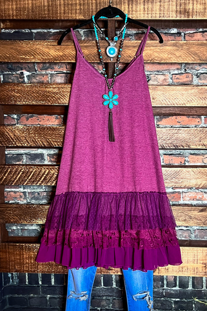 I'M ETERNALLY YOURS LAYERING SLIP DRESS EXTENDER IN WINE