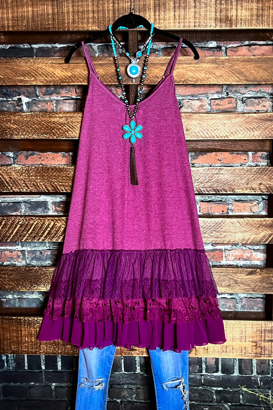 I'M ETERNALLY YOURS LAYERING SLIP DRESS EXTENDER IN WINE