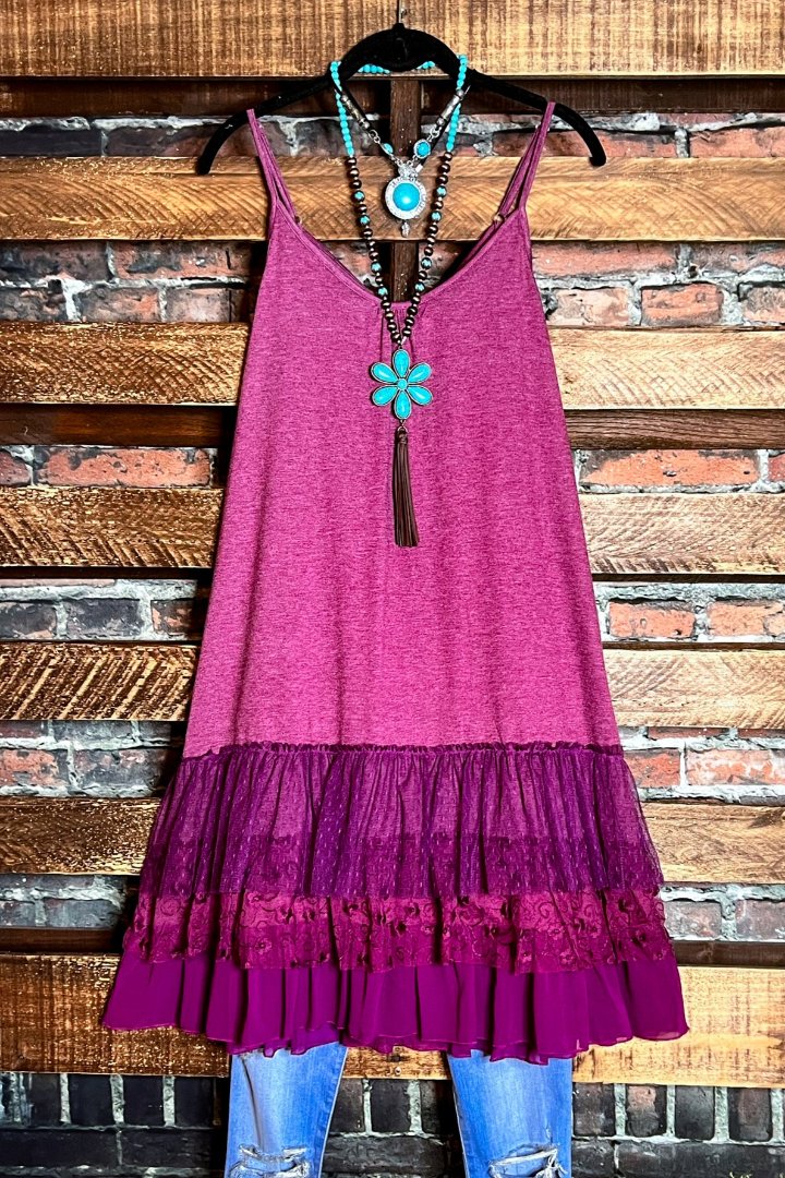 I'M ETERNALLY YOURS LAYERING SLIP DRESS EXTENDER IN WINE