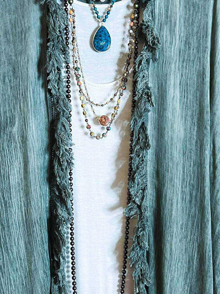 BOHEMIAN SOUL OLIVE GREEN GAUZE PEASANT 100% COTTON KIMONO