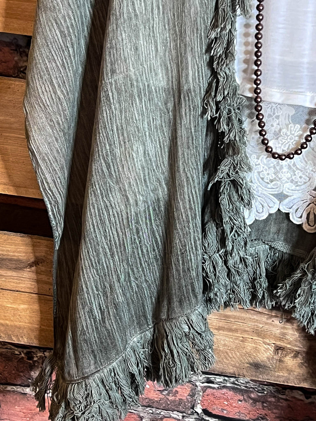 BOHEMIAN SOUL OLIVE GREEN GAUZE PEASANT 100% COTTON KIMONO