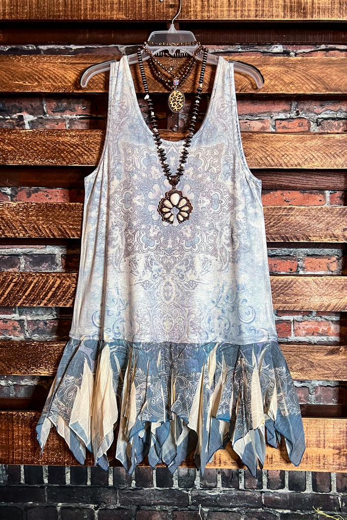 GRACEFUL VISION TUNIC LAYERING DRESS IN BLUE & MULTI