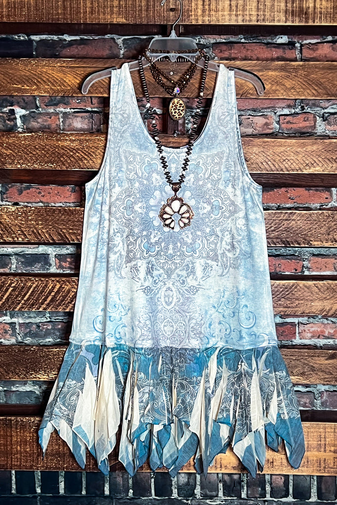 GRACEFUL VISION TUNIC LAYERING DRESS IN BLUE & MULTI