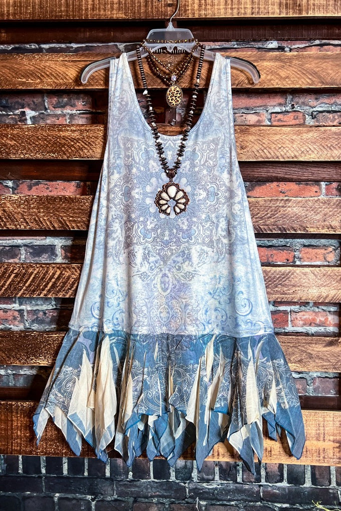 GRACEFUL VISION TUNIC LAYERING DRESS IN BLUE & MULTI