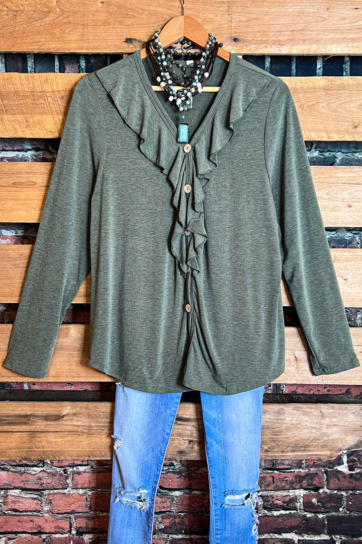 MY HEART IS YOURS OLIVE MULTI-TONES TUNIC
