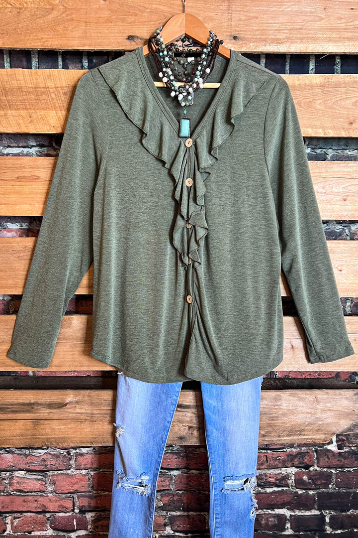 MY HEART IS YOURS OLIVE MULTI-TONES TUNIC