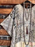 Counting Stars Camo Lace Top Poncho In Army Green