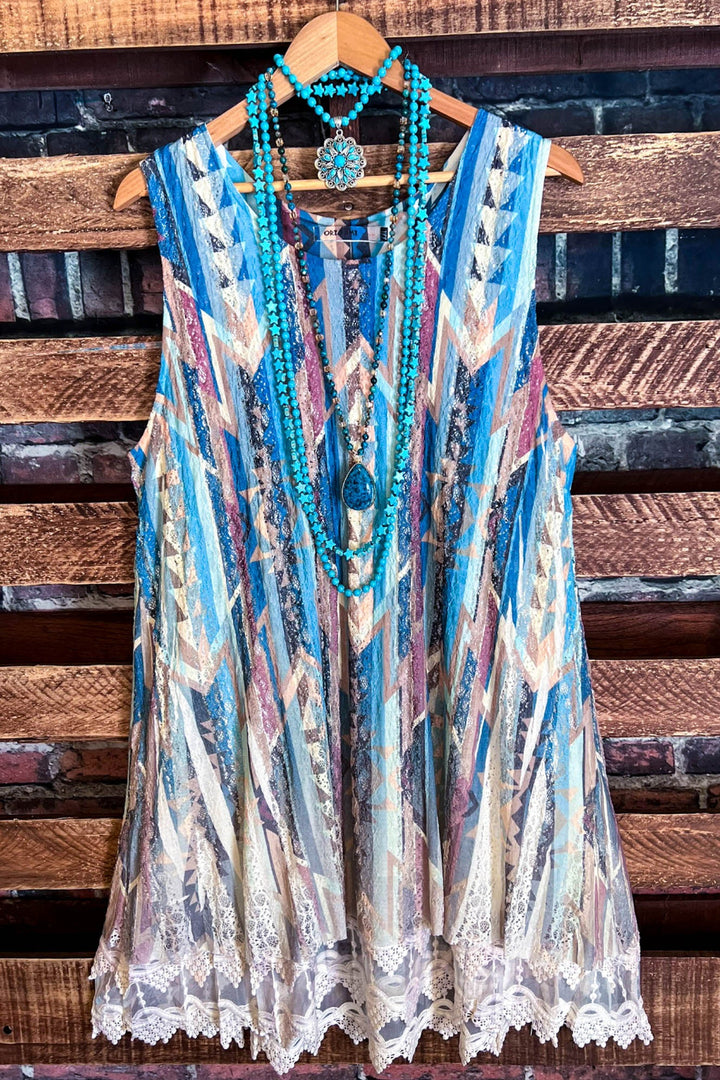 Nashville Diva Teal Turquoise Lace Layering Tunic