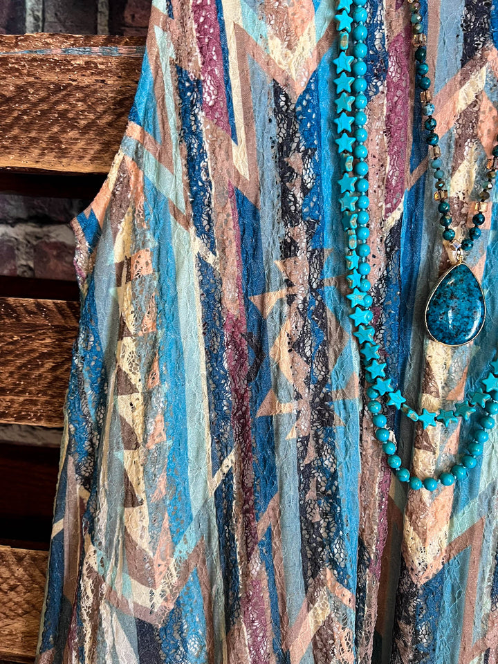 Nashville Diva Teal Turquoise Lace Layering Tunic