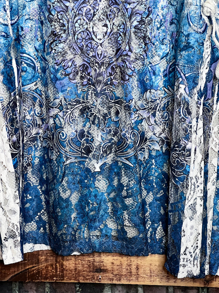 You are so Beautiful Blue & Multicolor Tones Lace Tunic