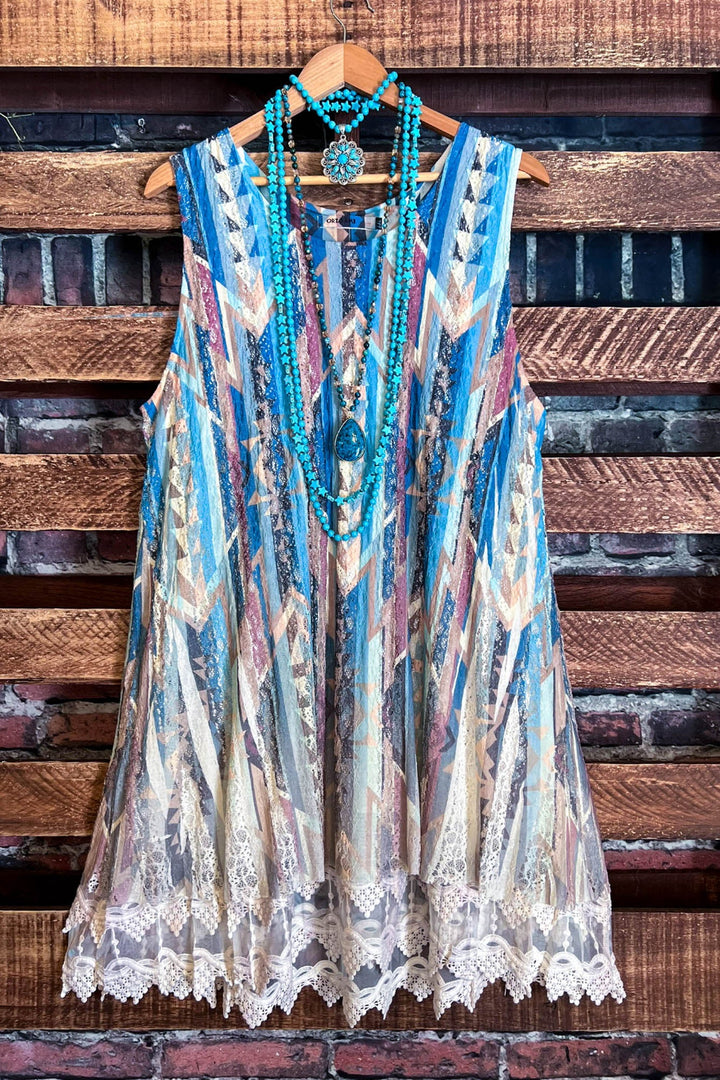 Nashville Diva Teal Turquoise Lace Layering Tunic