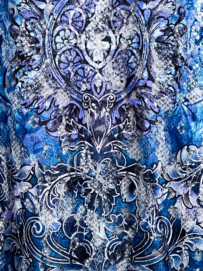 You are so Beautiful Blue & Multicolor Tones Lace Tunic