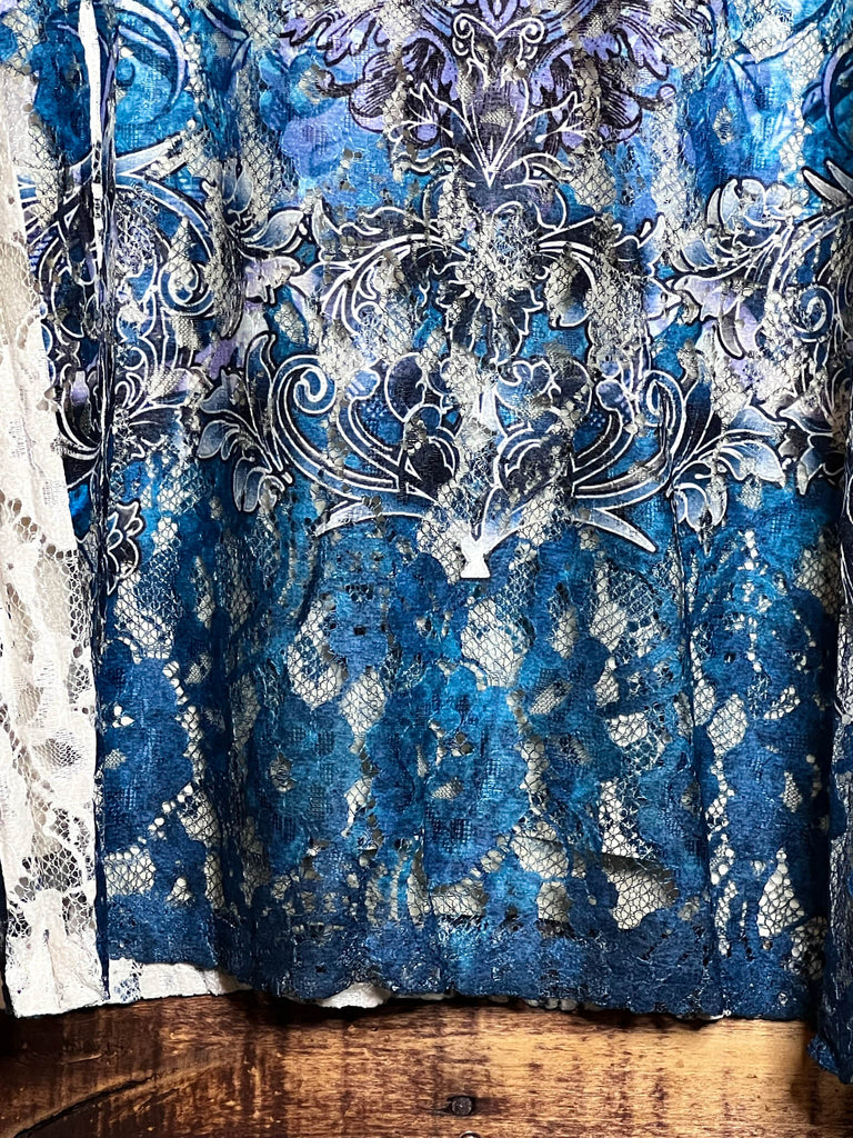 You are so Beautiful Blue & Multicolor Tones Lace Tunic