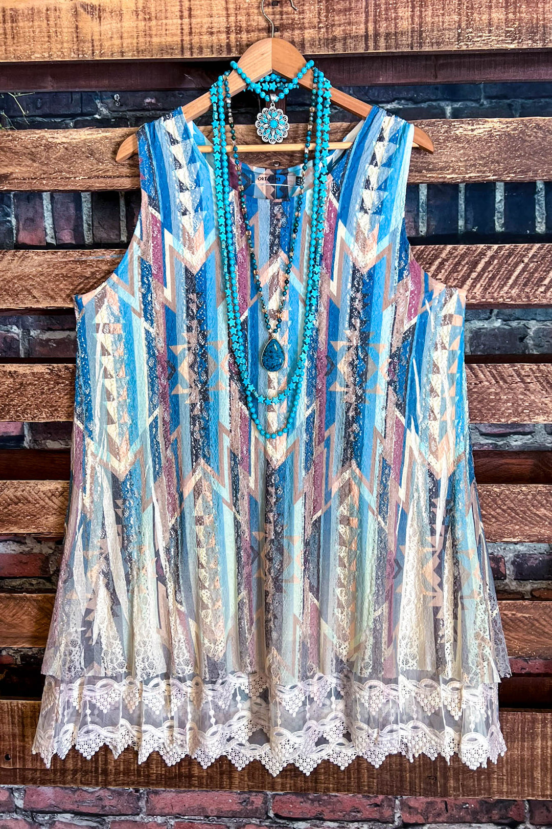 Nashville Diva Teal Turquoise Lace Layering Tunic