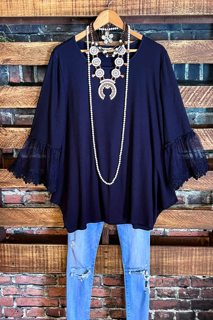 Timeless Darling Grace Navy Blue Lace Top