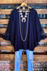 Darling Grace Navy Blue Lace Top