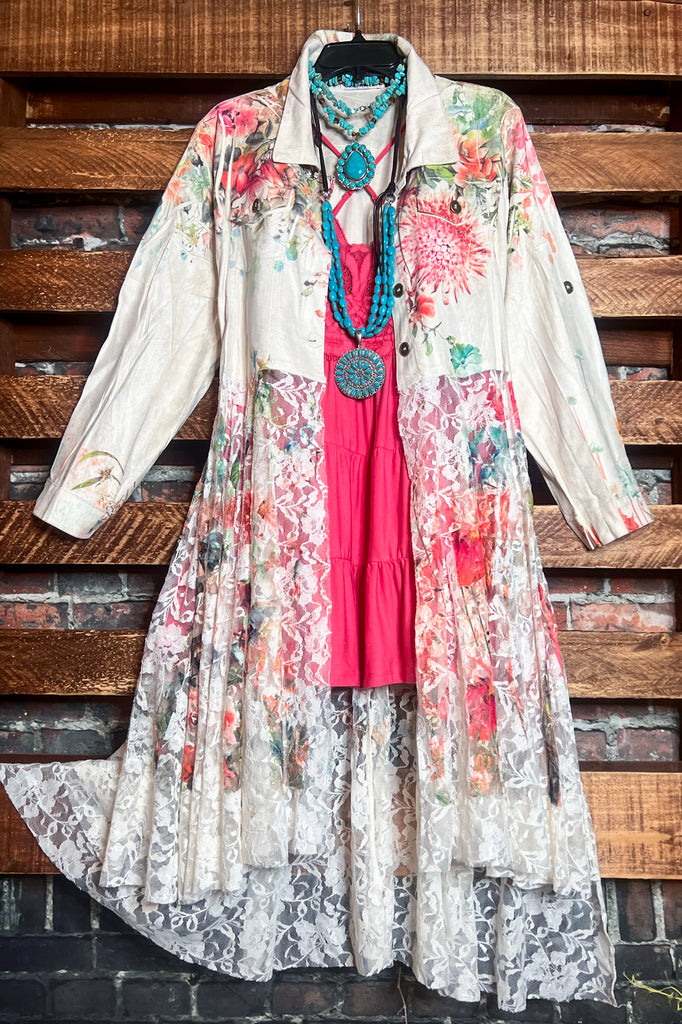 FAB SUEDE & LACE FLORAL PRINT JACKET
