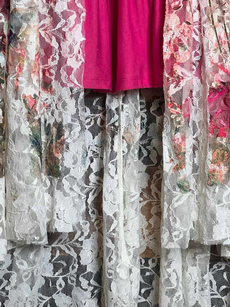 FAB SUEDE & LACE FLORAL PRINT JACKET