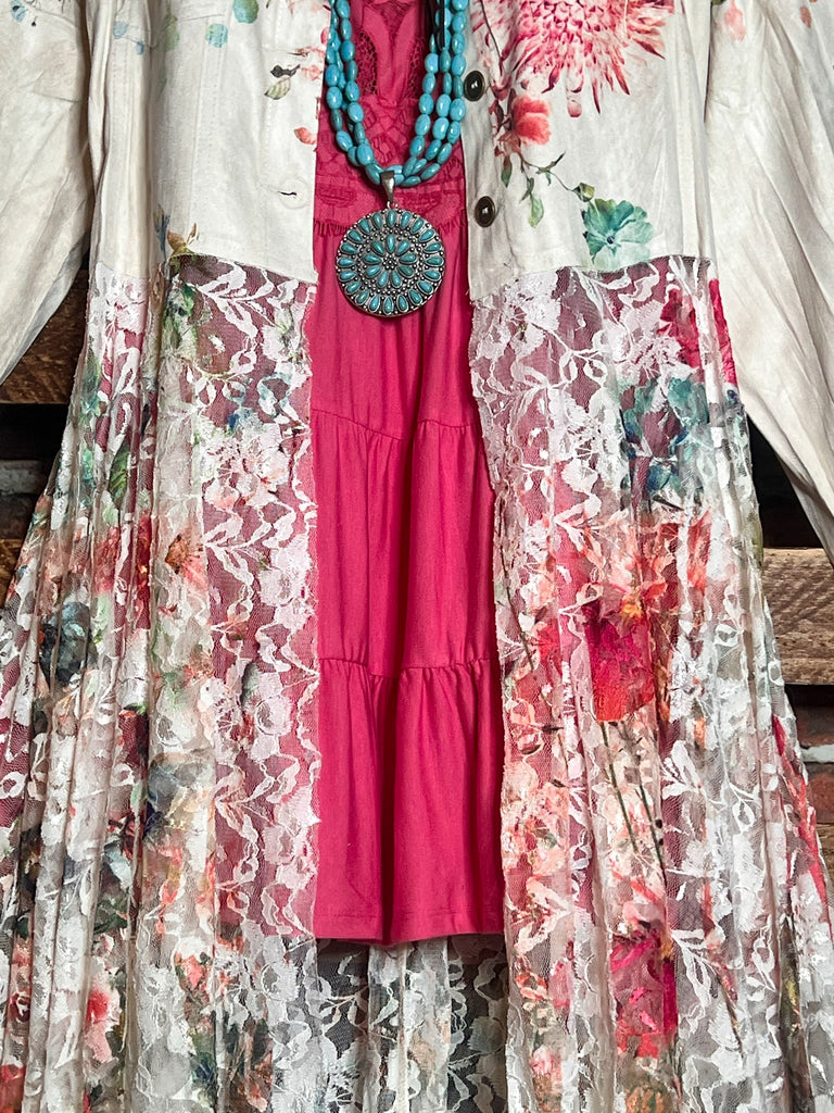 FAB SUEDE & LACE FLORAL PRINT JACKET