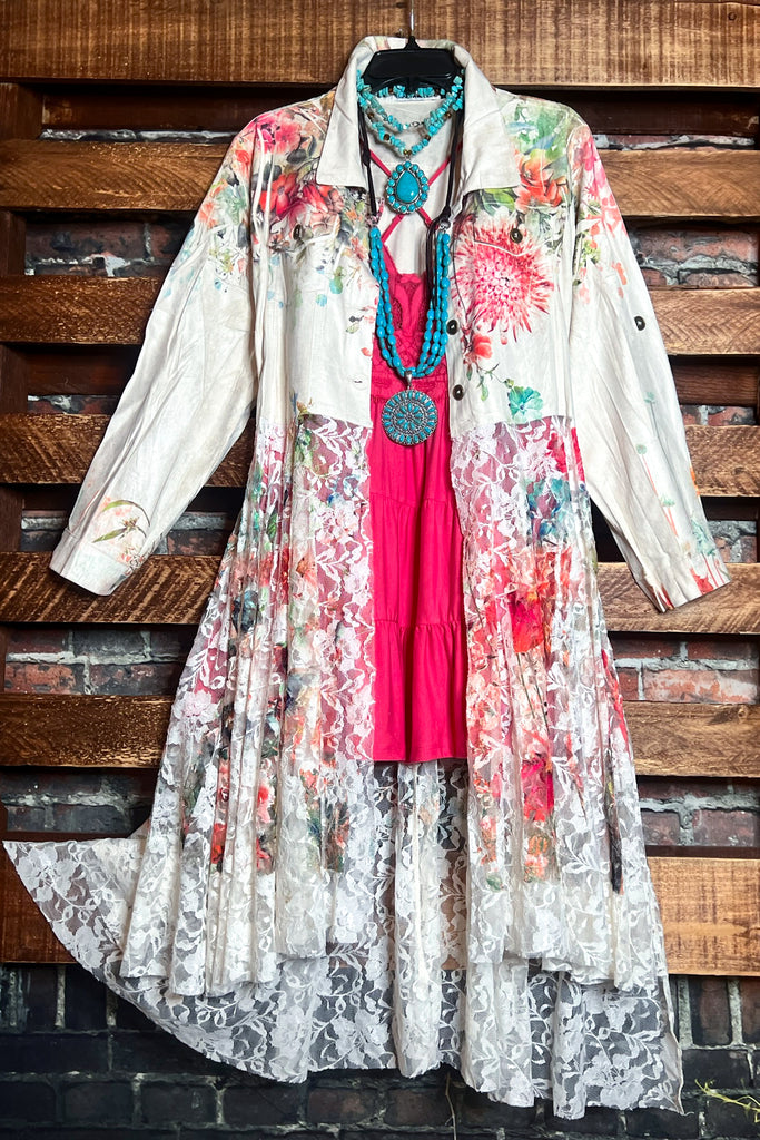 FAB SUEDE & LACE FLORAL PRINT JACKET