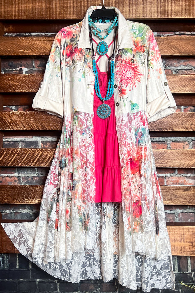 FAB SUEDE & LACE FLORAL PRINT JACKET