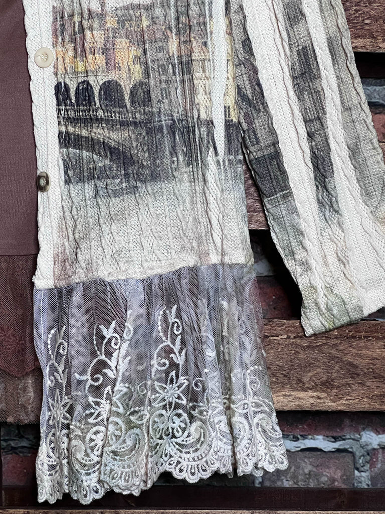 ITALY GARDEN LACE JACKET IN BEIGE & MULTICOLOR