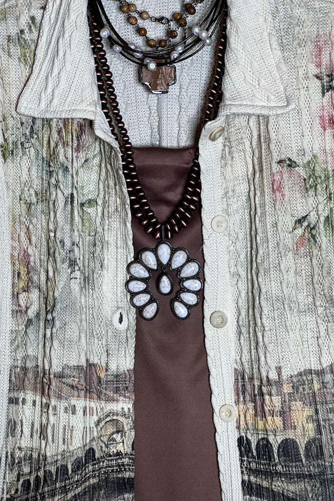 ITALY GARDEN LACE JACKET IN BEIGE & MULTICOLOR
