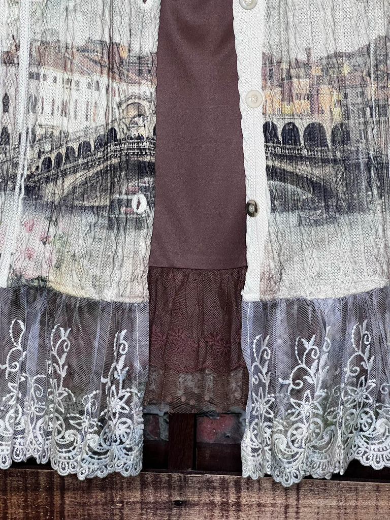 ITALY GARDEN LACE JACKET IN BEIGE & MULTICOLOR