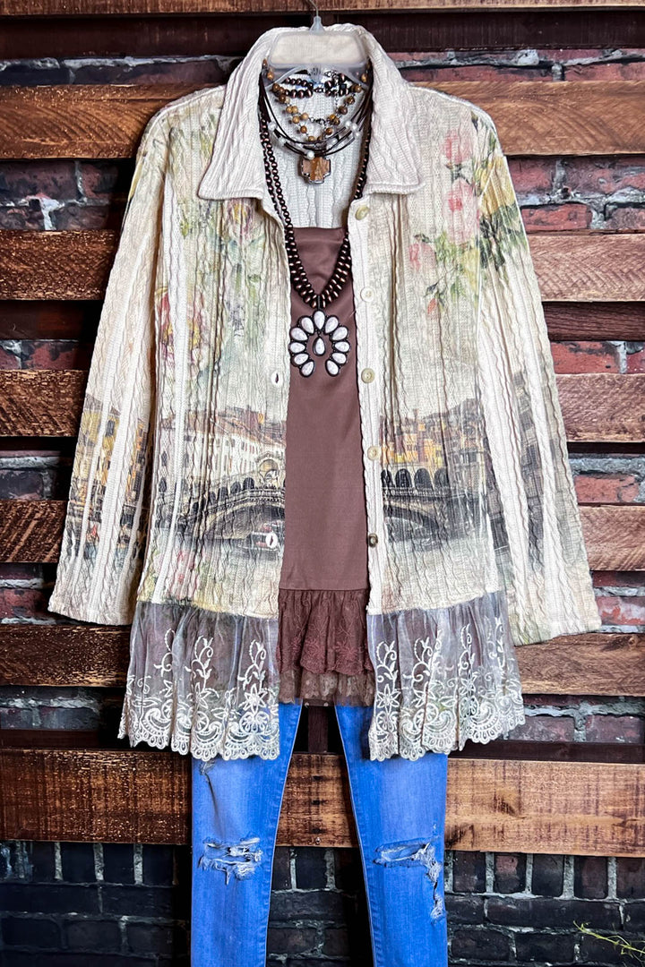 SWEETEST ROMANTIC FAB LACE JACKET IN BEIGE & MULTICOLOR