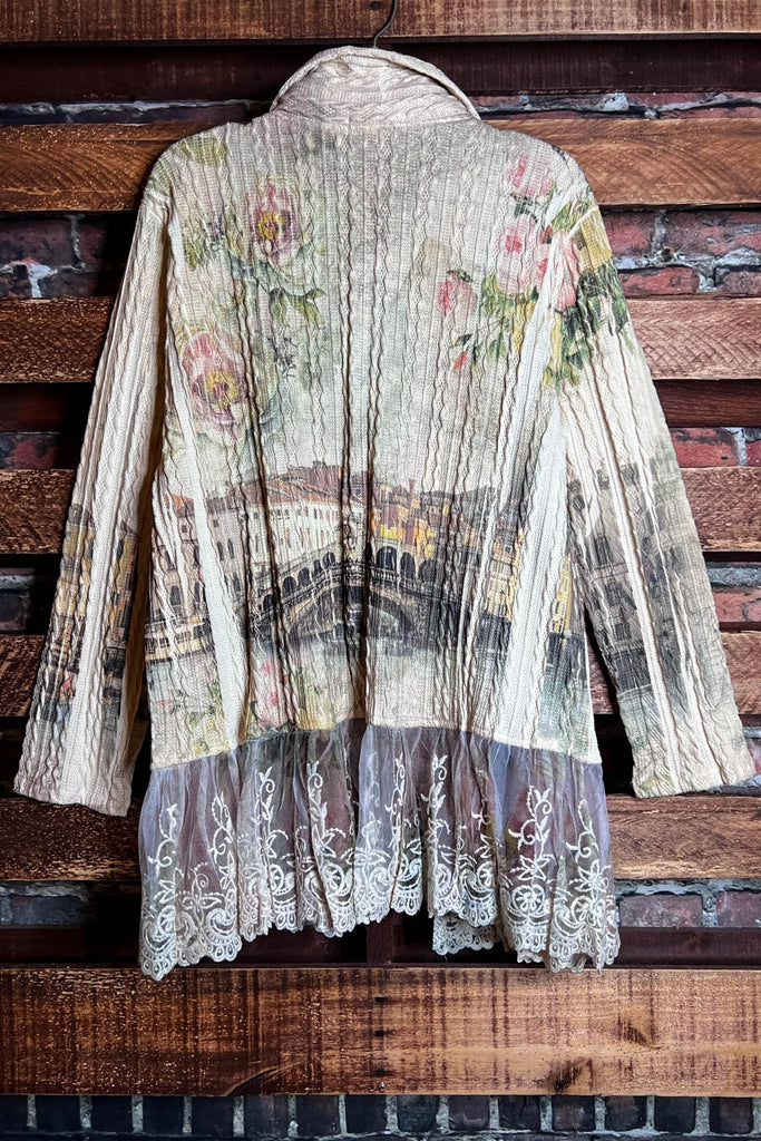 ITALY GARDEN LACE JACKET IN BEIGE & MULTICOLOR