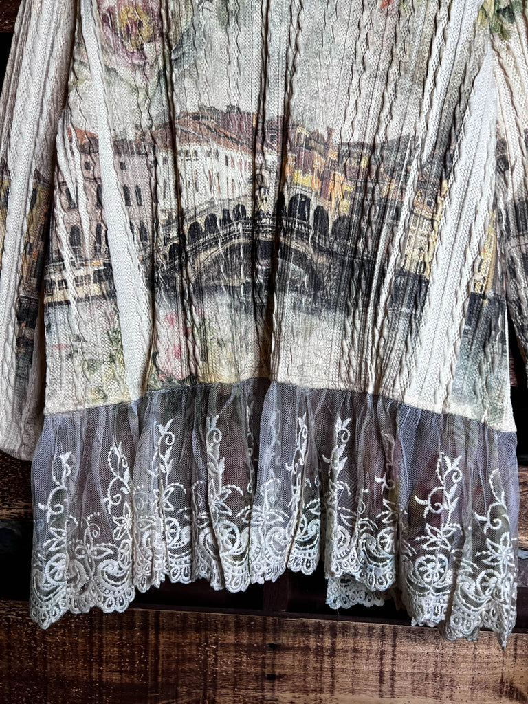 ITALY GARDEN LACE JACKET IN BEIGE & MULTICOLOR