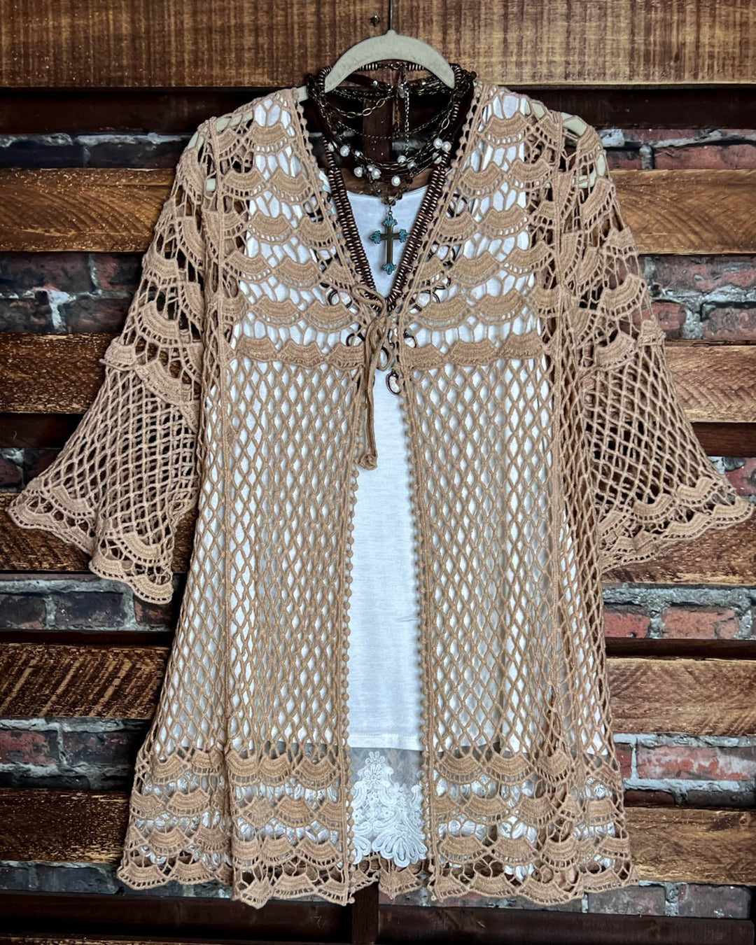 LOVELY DAYS CROCHET CARDIGAN IN MOCHA