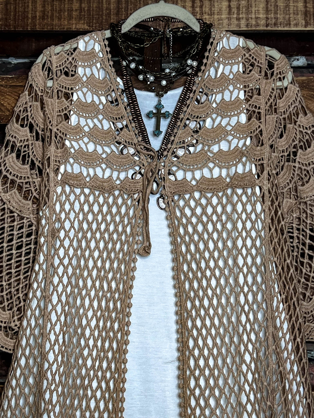 LOVELY DAYS CROCHET CARDIGAN IN MOCHA
