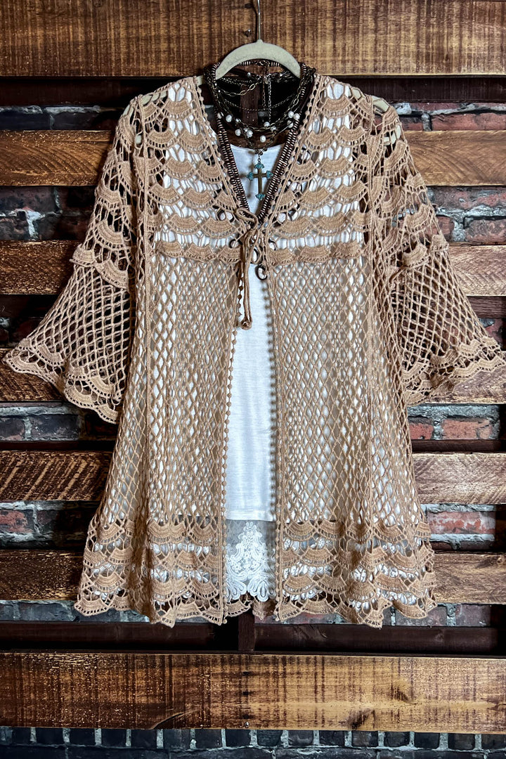 LOVELY DAYS CROCHET CARDIGAN IN MOCHA