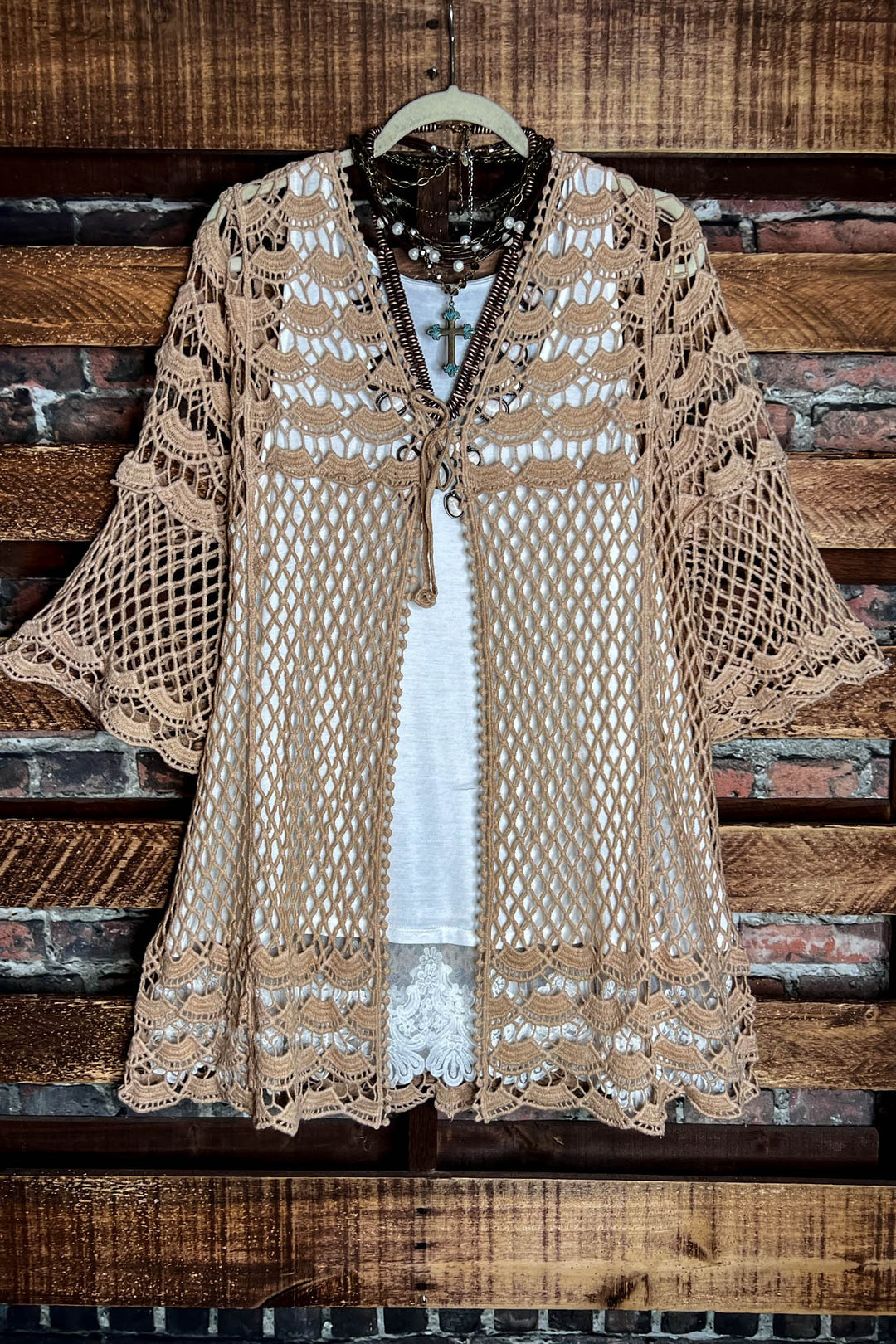 LOVELY DAYS CROCHET CARDIGAN IN MOCHA