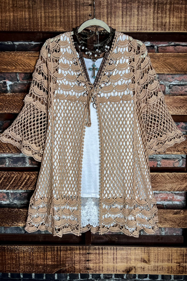 LOVELY DAYS CROCHET CARDIGAN IN MOCHA