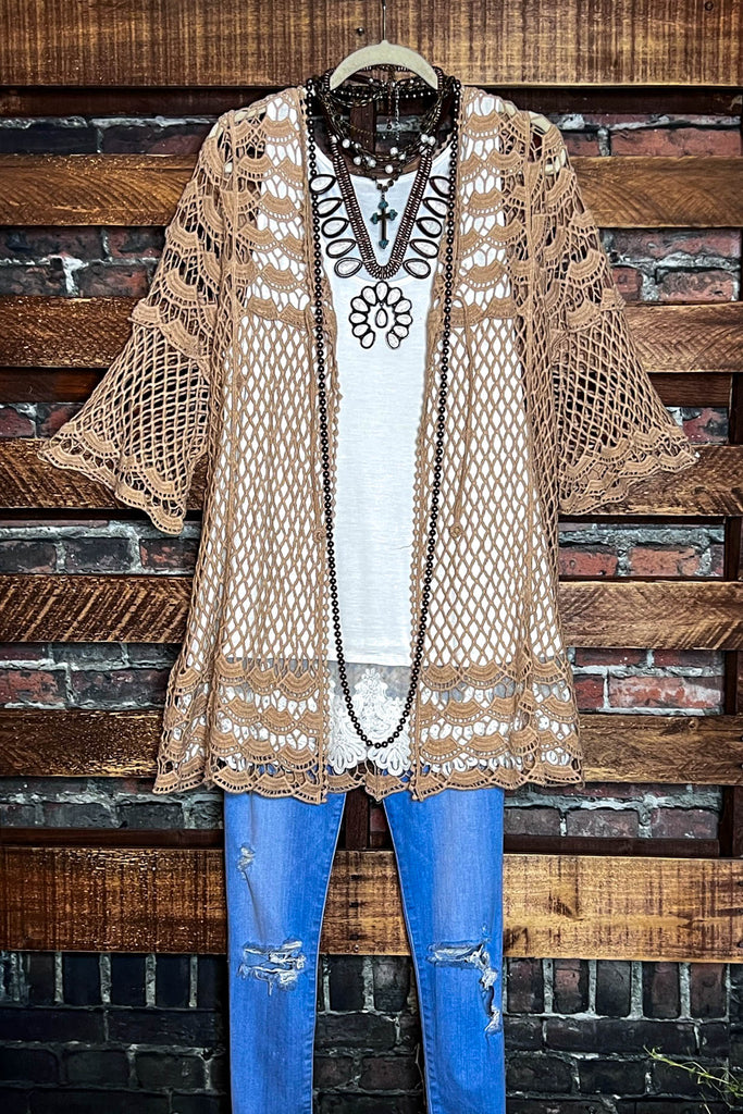LOVELY DAYS CROCHET CARDIGAN IN MOCHA
