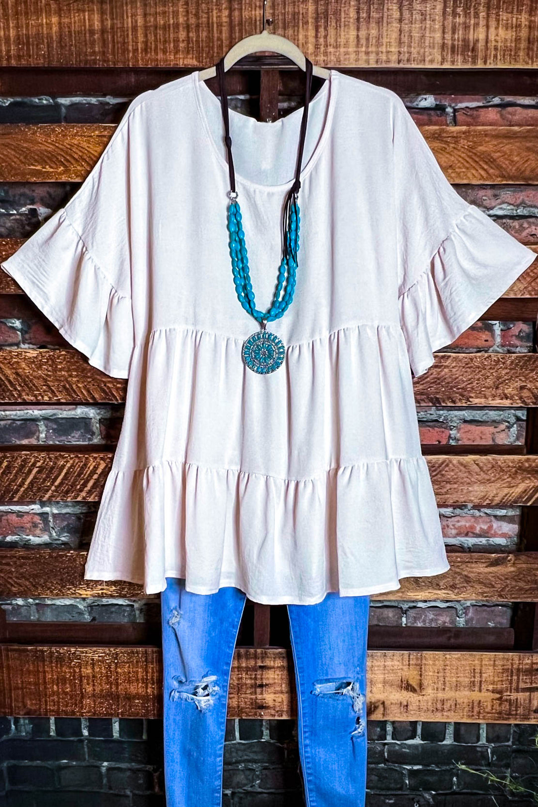 WEEKEND WONDER IVORY OVERSIZED BABYDOOL TUNIC