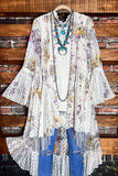 WILDFLOWER LACE  DUSTER CARDIGAN IN IVORY & MULTI-COLOR